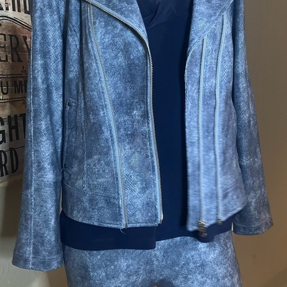 Liquid leather jacket and pant set blue snakeskin by Clara sun woo nwt - Picture 11 of 16